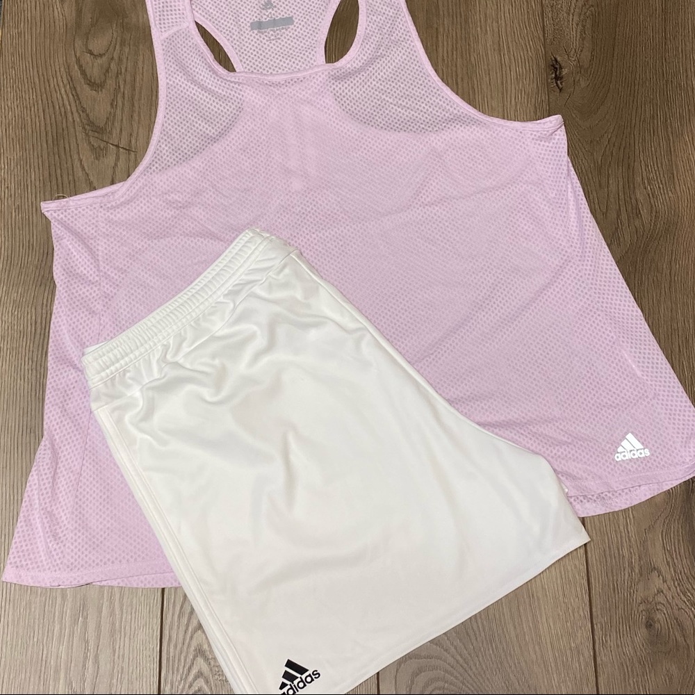 Ladies Addidas tank and shorts outfit